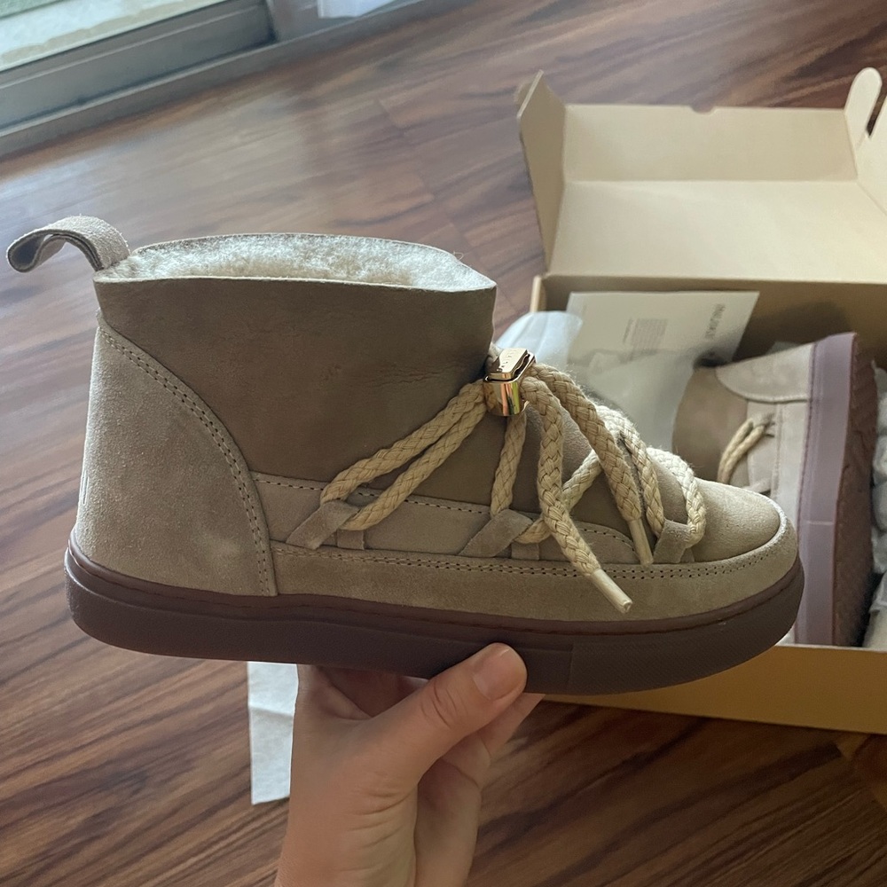 Tan Suede High-Top Sneakers